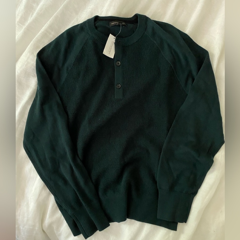 Men's Green Merino Knit Top Sweater